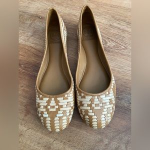 Tory Burch leather woven flats